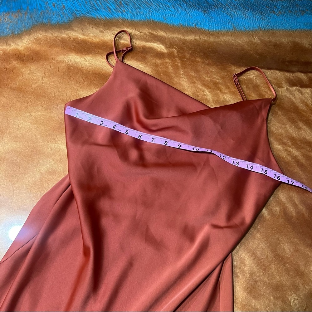 Urban Outfitters Satin Slip Dress large mini Rust - Picture 5 of 8